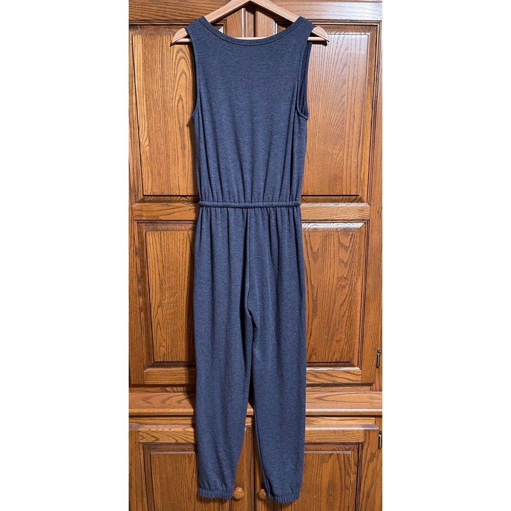 Wasabi & Mint Jumpsuit SZ S Gray Soft Knit Sleeveless Casual Jogger Pockets - Picture 2 of 9